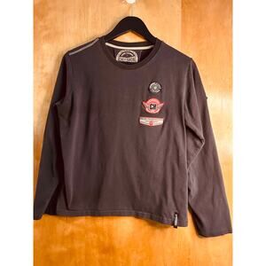 Chevignon Men's Black Long Sleeve Shirt with Trademark Patches Size Large
